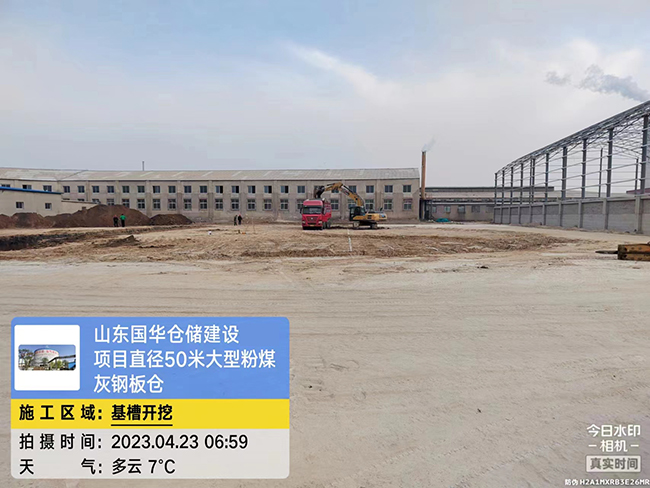 昌江大型粉煤灰钢板仓直径50米项目进场